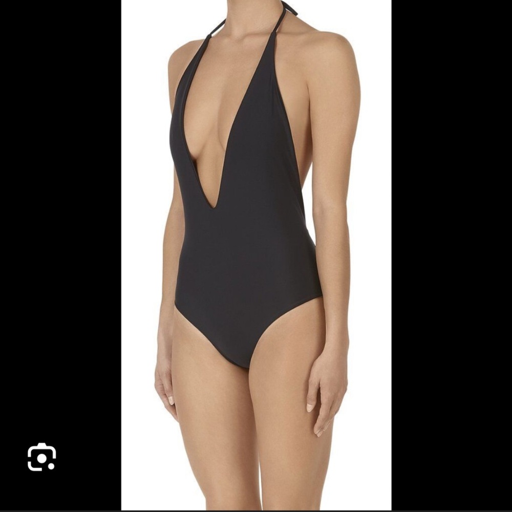 New Mikoh Black V Plunge One-Piece Swimsuit